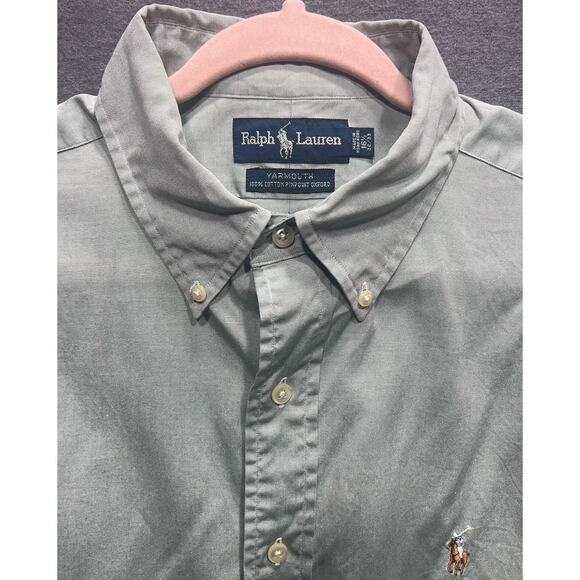 Ralph Lauren Mens Green Button Shirt Color Pony Preppy Yarmouth Size 16.5 - Picture 7 of 11